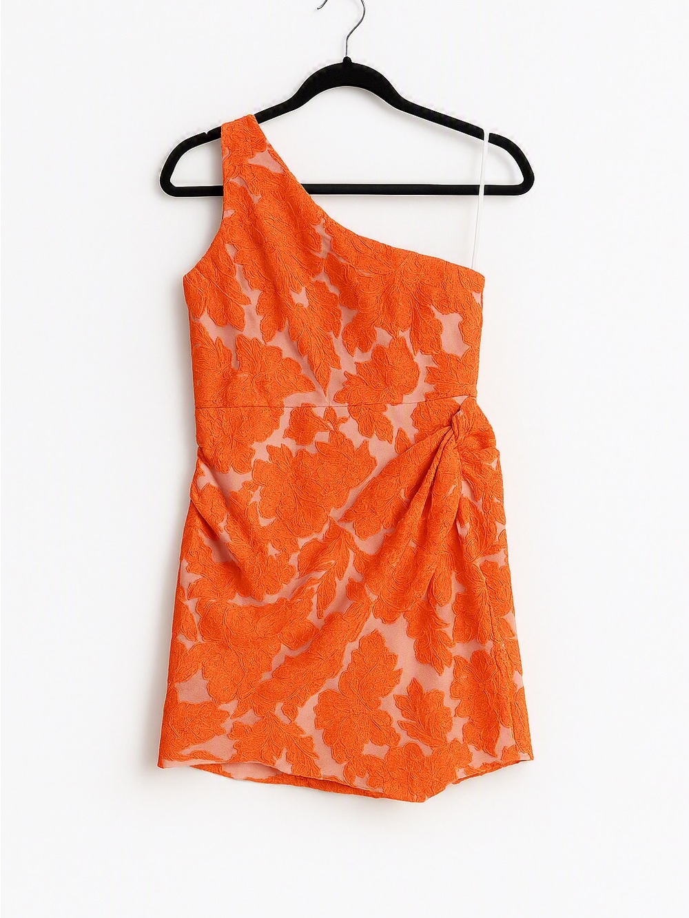 Reverse Orange Off the Shoulder Mini Dress